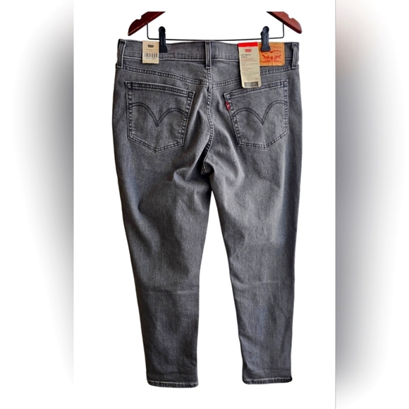 Levi's Stellar Stretch Mid Rise Boyfriend Relaxed Charcoal Grey Taper Jeans 32 - Picture 1 of 11